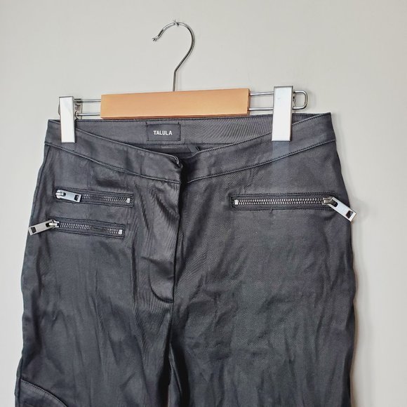 ARITZIA TALULA Coated Black Moto Skinny Pants - Picture 3 of 10
